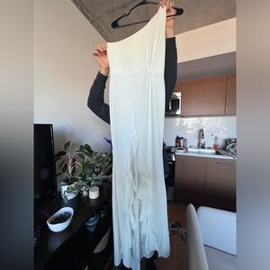 PrettyLittleThing One-Shoulder White Maxi Dress